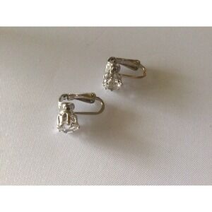 Vintage Signed Panetta Silver Tone Rhinestone Earrings